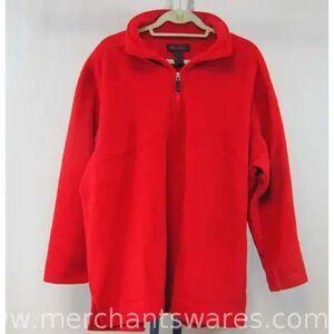 SALE!! NWT - Denim & Co RICH SCARLET Red Fleece 1/4 Zip Pullover, Size: XL-1X